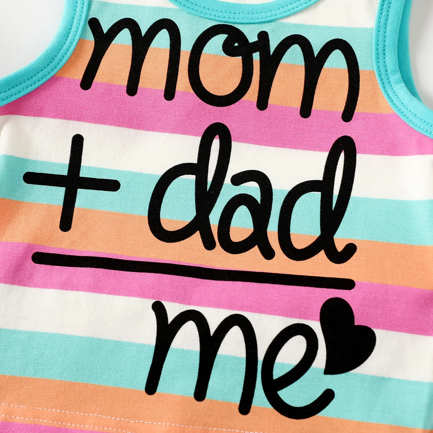 2pcs Baby Boy 95% Cotton Slogan Striped Tank Top and 100% Cotton Cargo Shorts Set  image 6