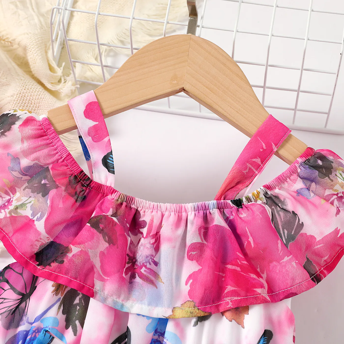 Toddler Girl Allover Butterfly Print Ruffle Strappy Belted Dress  image 5
