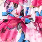Toddler Girl Allover Butterfly Print Ruffle Strappy Belted Dress  image 4