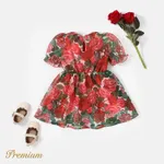 Toddler Girl Allover Rose Print Bow Decor Short-sleeve Dress  image 5