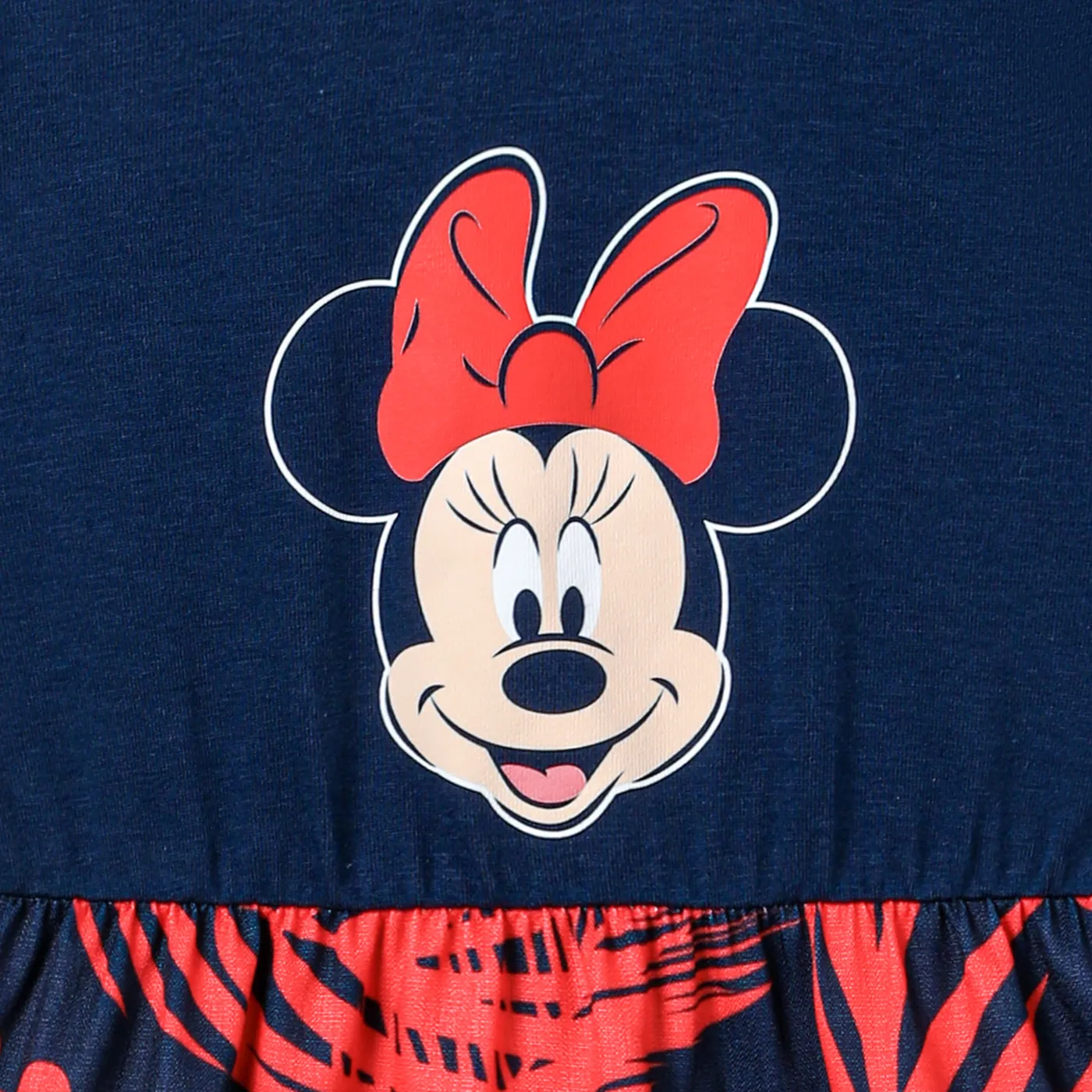Disney Mickey and Friends بلايزر إطلالة العائلة طوق الجولة كم قصير حافة كشكشة نقش حيوانات  big image 11