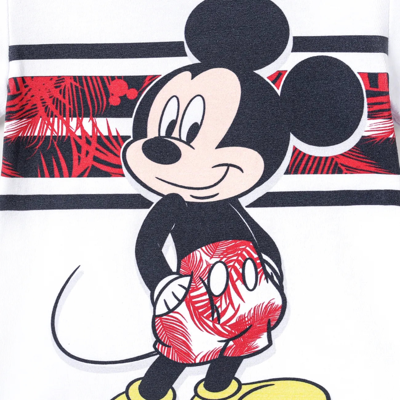 Disney Mickey and Friends أطقم إطلالة العائلة للجنسين طوق الجولة كم قصير حافة كشكشة نقش حيوانات عيد الأم أحمر big image 1
