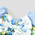 2pcs Baby Girl 100% Cotton Floral Print Big Bow Front Top and Smocked Skirt Set  image 4