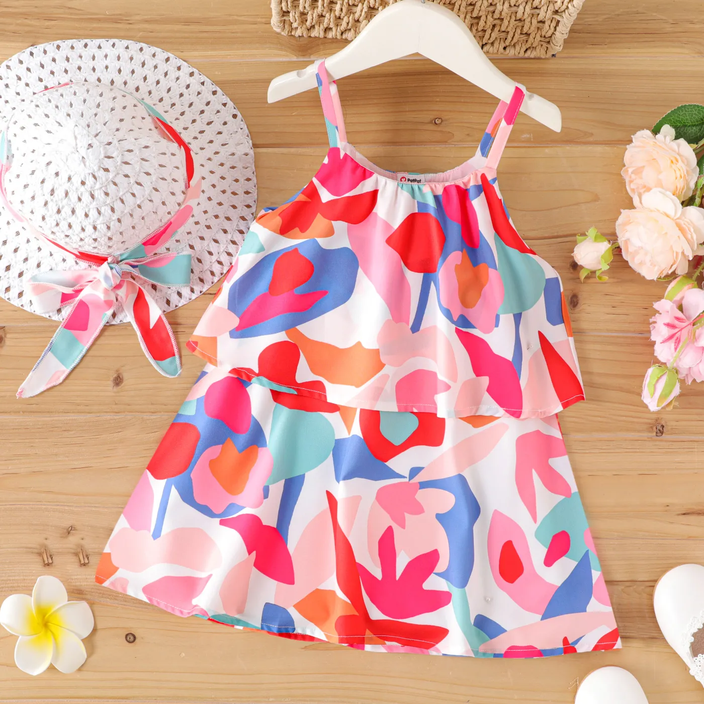2 unidades Criança Menina Manga cava Bonito Plantas e flores tropicais Vestidos colorido big image 1