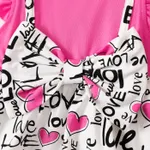 Baby Girl Letter Print Bow Front Flutter-sleeve 2 In 1 Dress    image 4