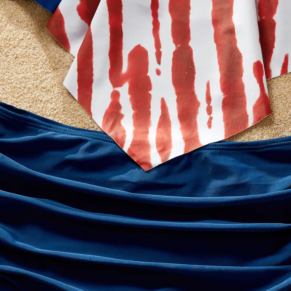 Independence Day Family Matching Star & Striped Print Spliced Two-piece Swimsuit or Swim Trunks Shorts big image 11