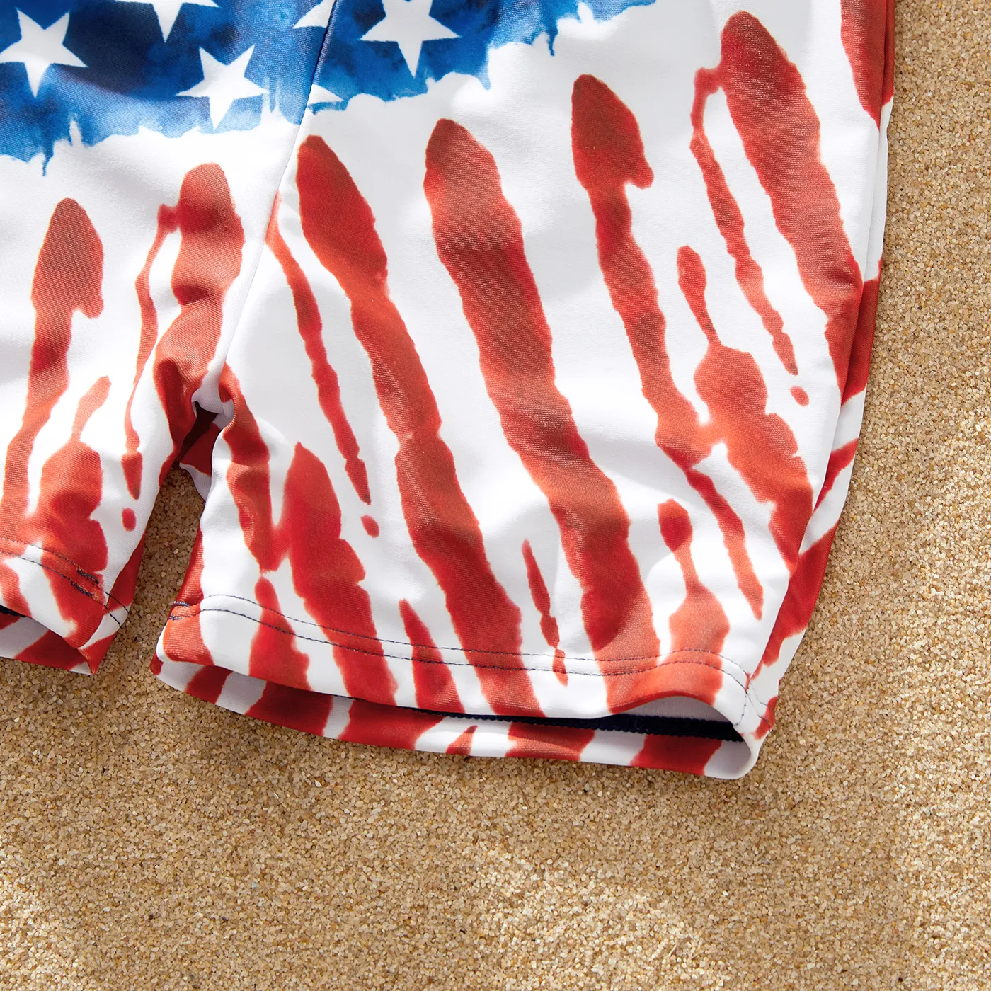 Independence Day Family Matching Star & Striped Print Spliced Two-piece Swimsuit or Swim Trunks Shorts  image 4