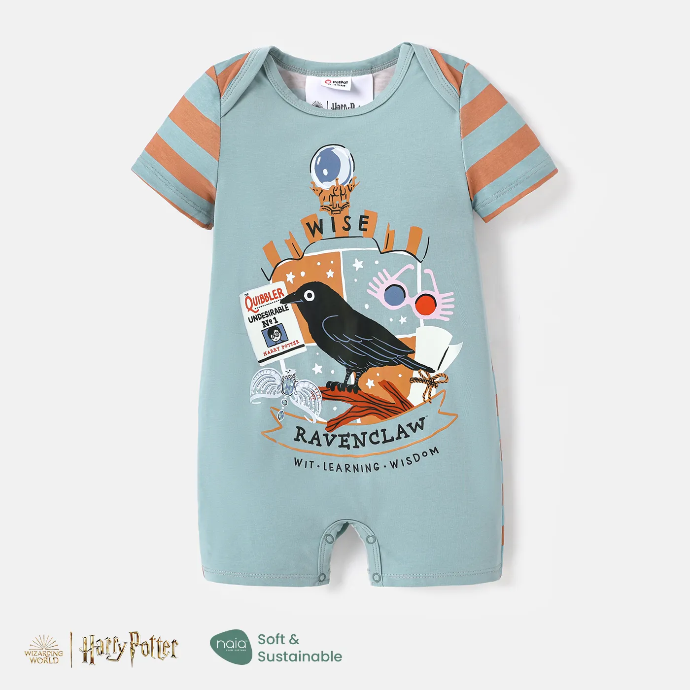 Harry Potter Baby Girl/Boy Naia™ Character Print Striped Short-sleeve Romper Blue
