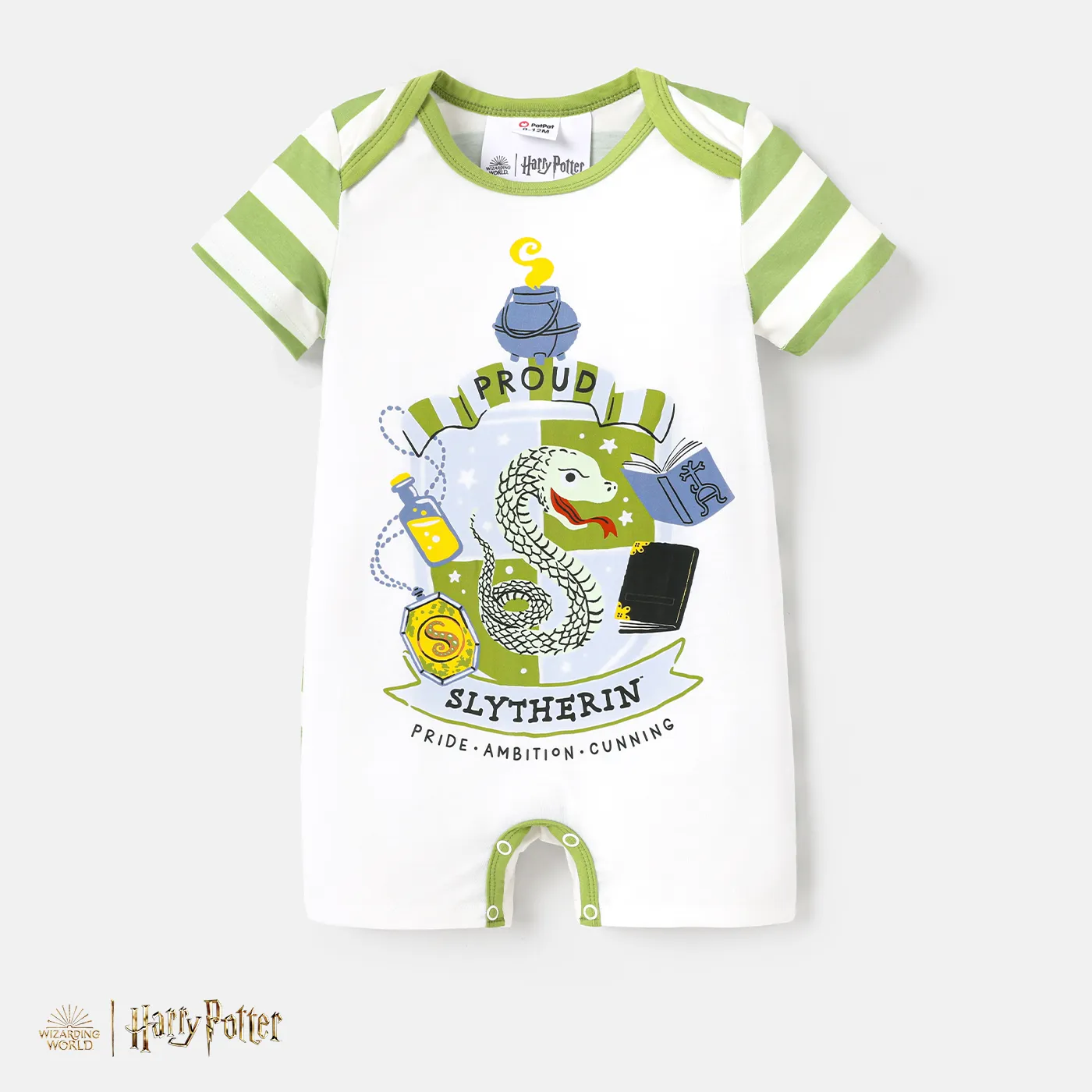 Harry Potter Baby Girl/Boy Naia™ Character Print Striped Short-sleeve Romper White
