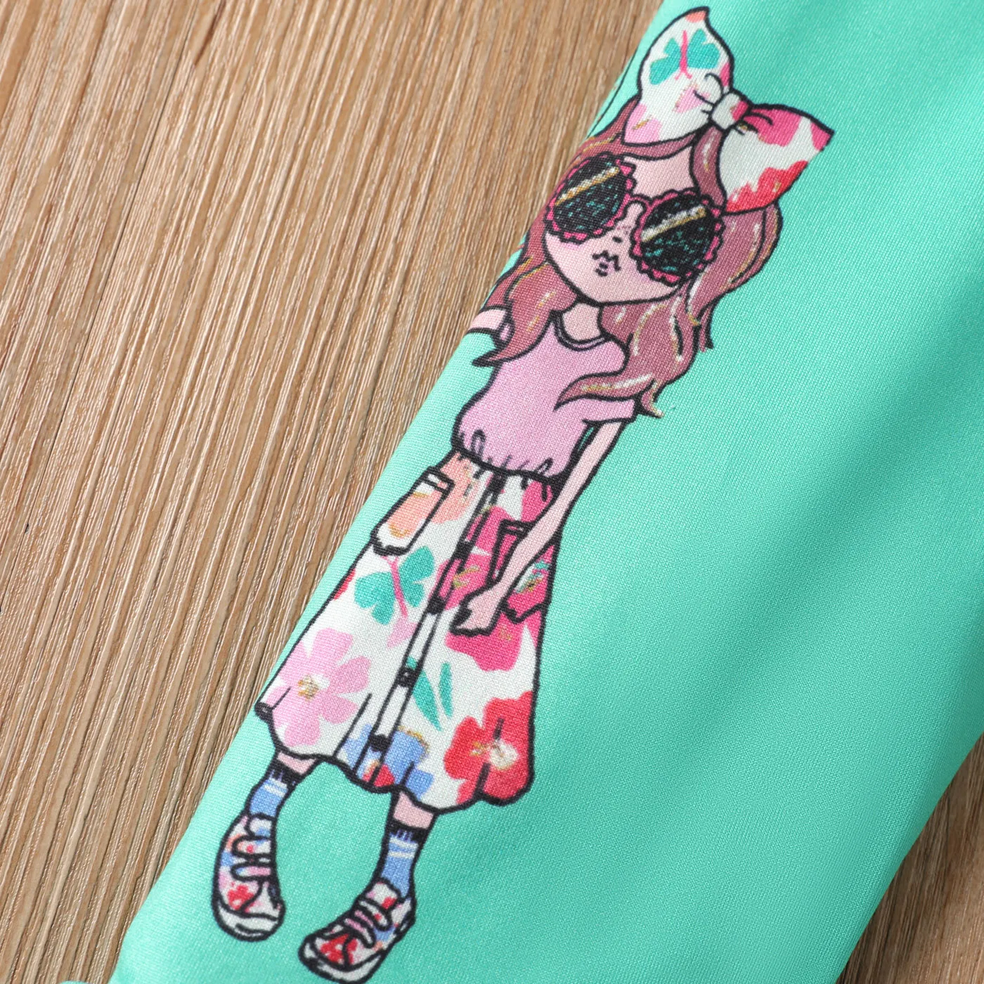 Kid Girl Floral / Figura Print Ruffle Trim Leggings   image 3