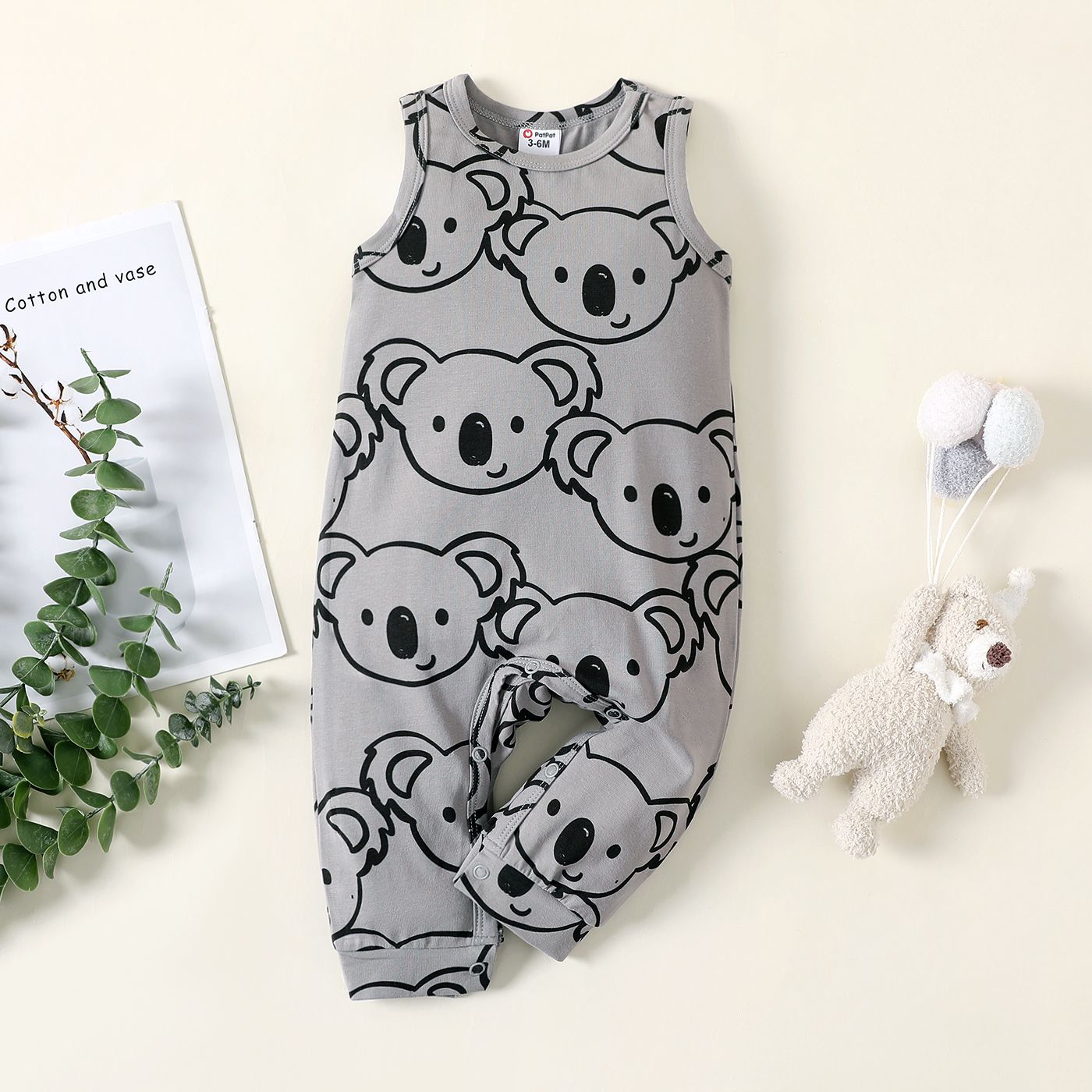 

Baby Girl/Boy Allover Animal Koala Print Tank Jumpsuit