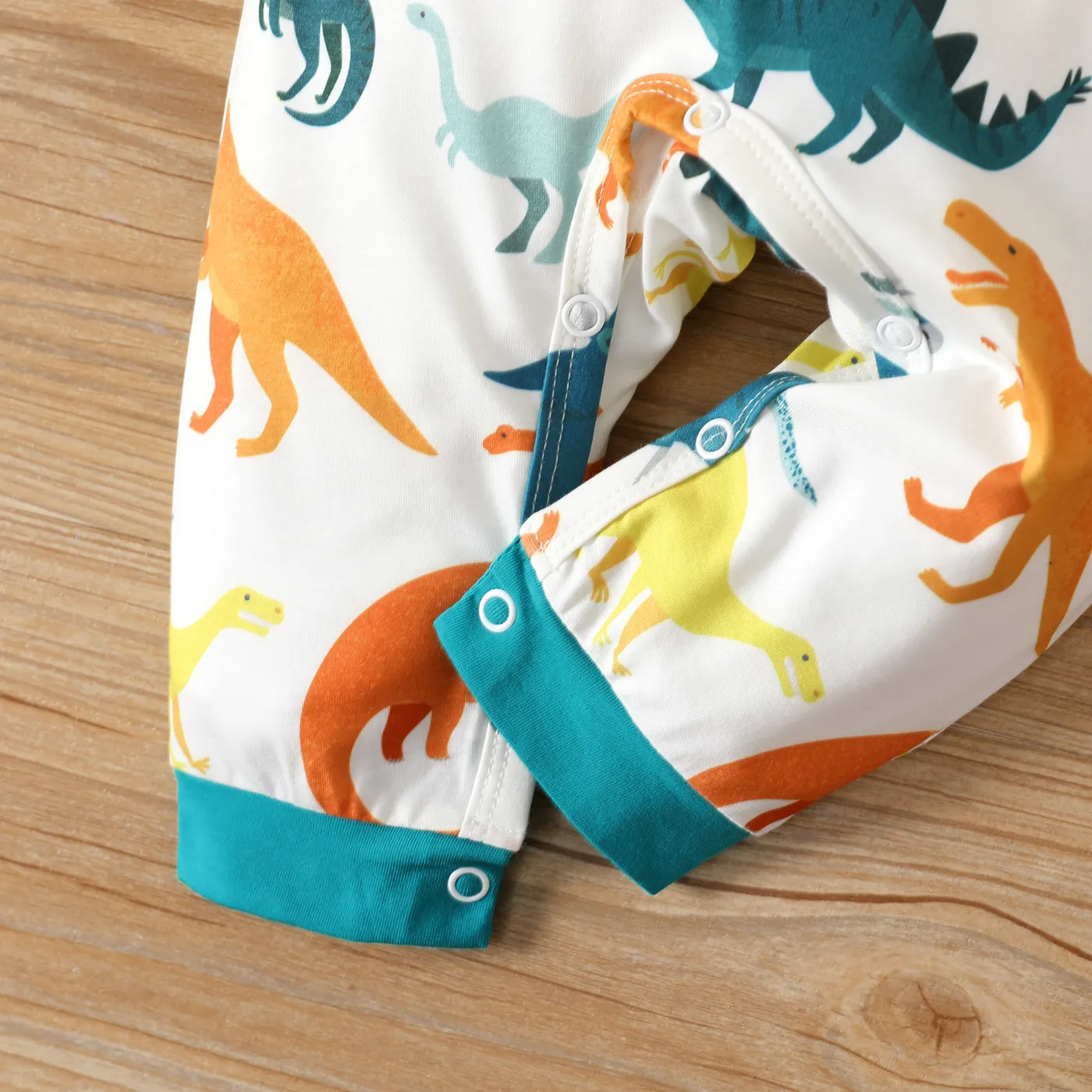 Baby Boy Naia™ Dinosaur Print Short-sleeve Henley Jumpsuit Turquoise image 5