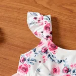 Baby Girl Bow Decor Floral Print Mesh Ruffle Dress Pink image 4