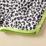 2pcs Baby Girl Rib-knit Ruched Lapel Neck Sleeveless Top and Naia™ Leopard Shorts Set  image 5