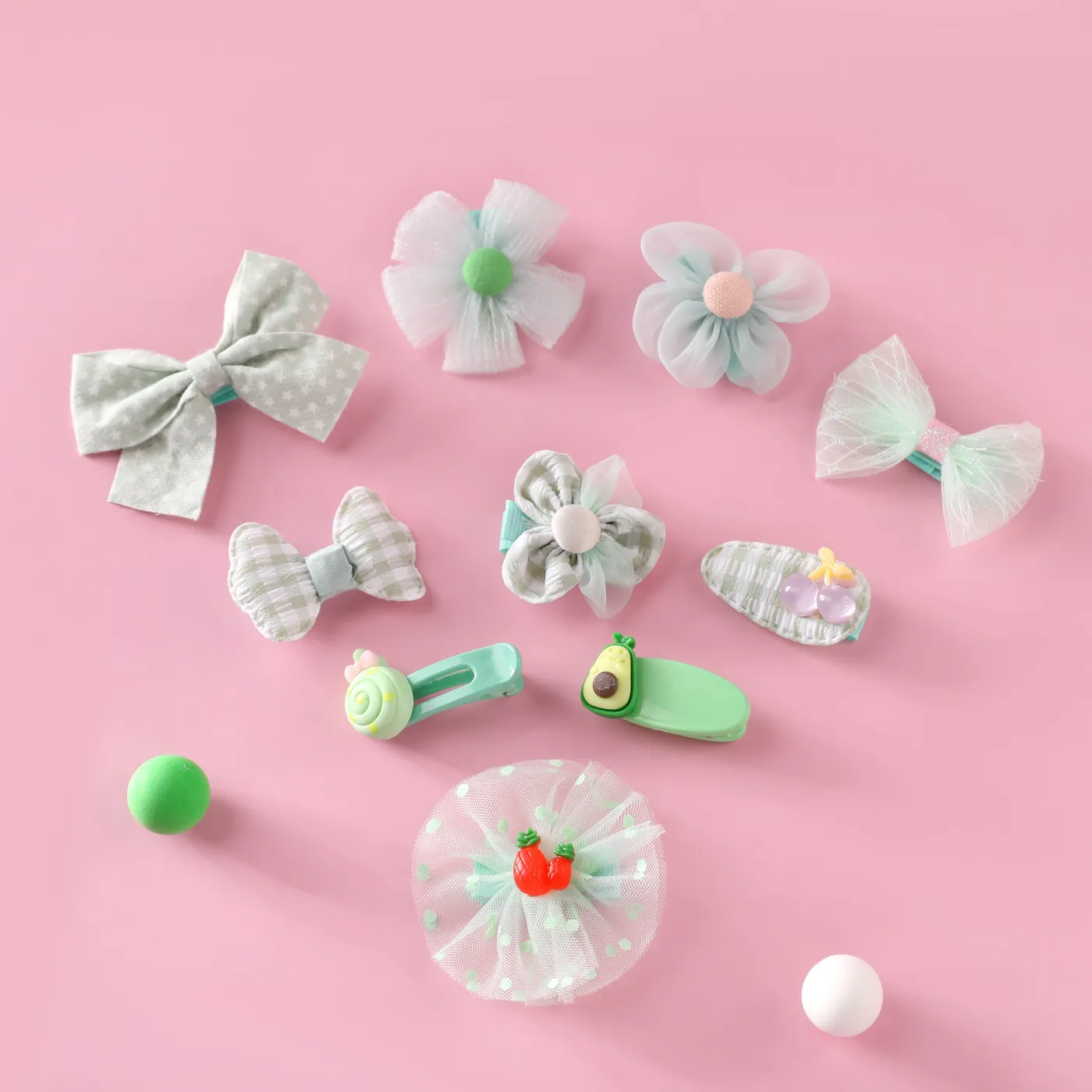 10-pack Pretty Headband Hair Clip para meninas Verde Claro image 3