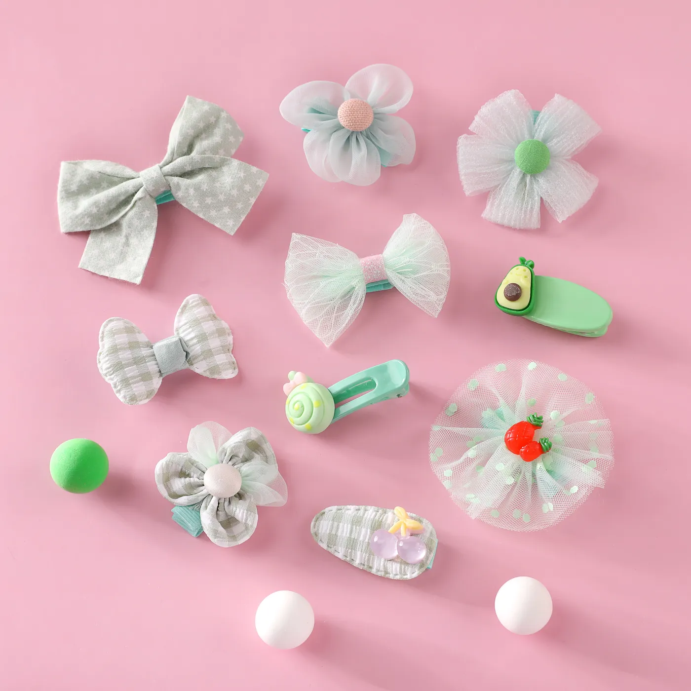 10-pack Pretty Headband Hair Clip para meninas Verde Claro image 2