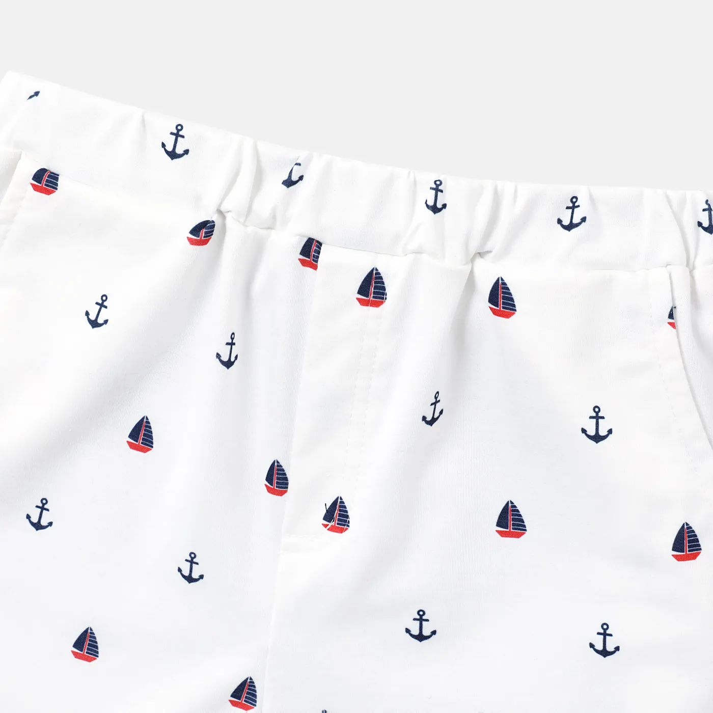 2pcs Kid Boy Sailboat Embroidered Polo Neck Tee and Naia™ Print Shorts Set  image 5