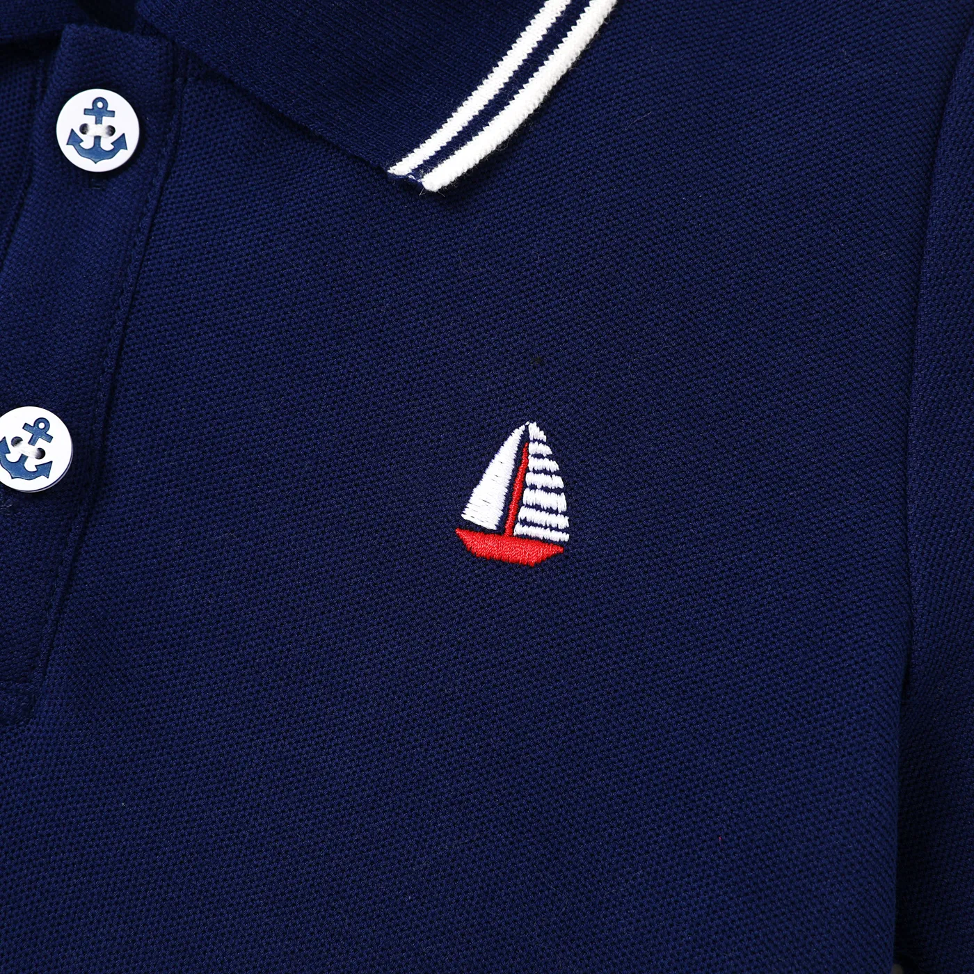 2pcs Kid Boy Sailboat Embroidered Polo Neck Tee and Naia™ Print Shorts Set  image 4