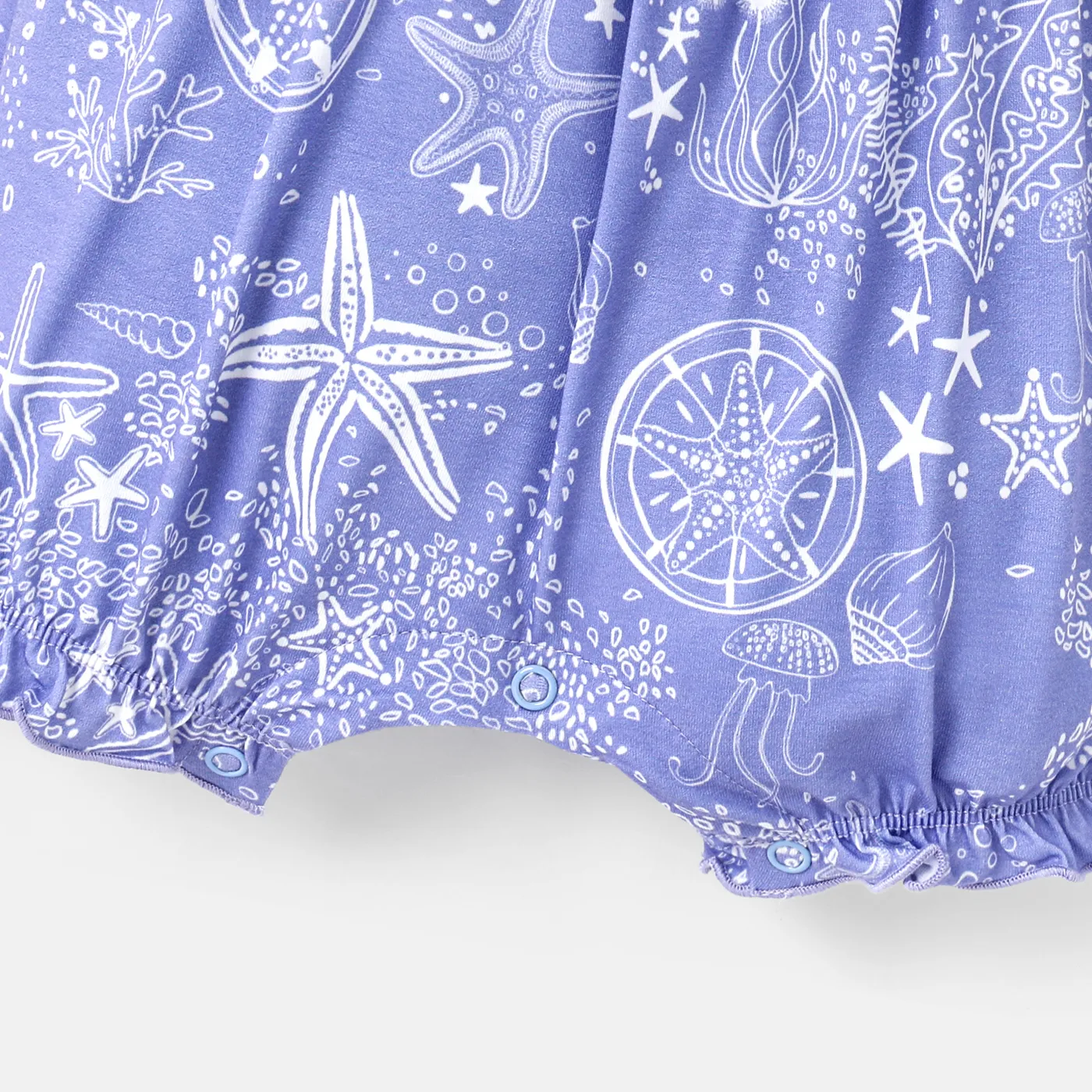 Baby Girl Naia™ Ocean Print Lace Trim Romper Blue image 4