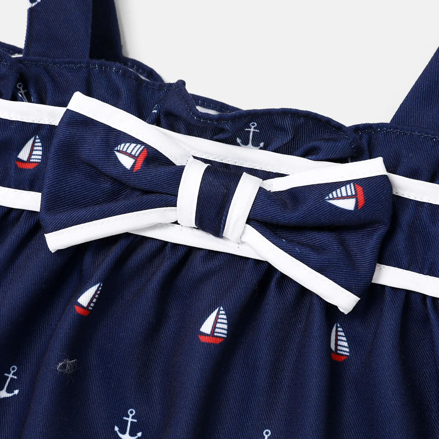 2pcs Baby Girl Anchor Sailboat Print Bow Front Cami Top and Striped Leggings Set  image 6