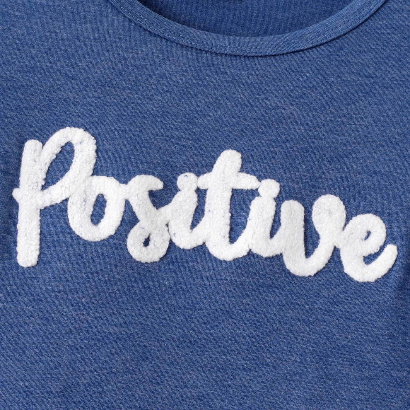 Kid Girl/Boy Letter Embroidered Short-sleeve Tee  Deep Blue image 4