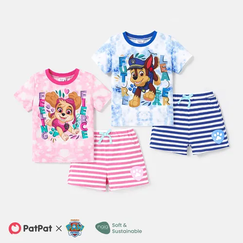 PAW Patrol Toddler Girl/Boy 2pcs Naia™ Tie Dye Short-sleeve Tee and Stripe Shorts Set