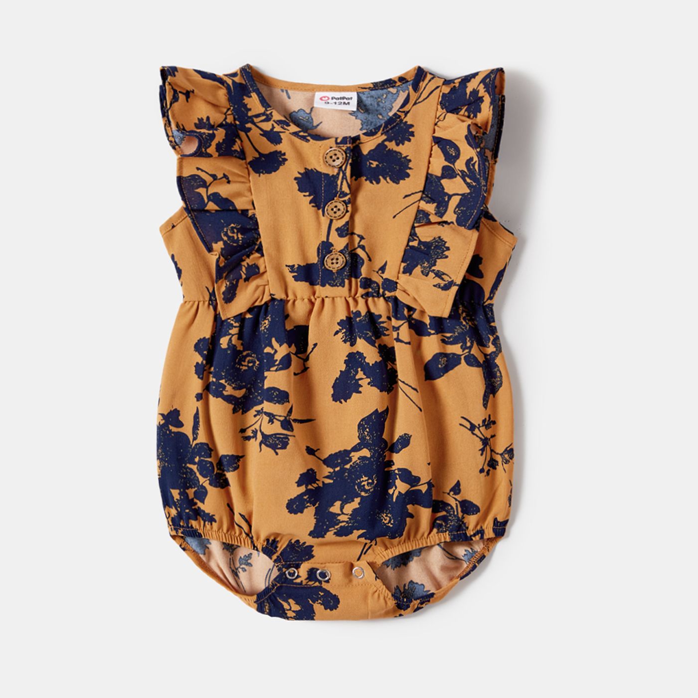 Family Matching Allover Floral Print Belted Dresses And Color Block Polo Neck T-shirts Sets
