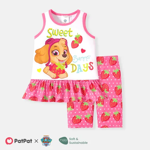 PAW Patrol Toddler Girl 2pcs Naia™ Strawberry Print Ruffle Hem Tank Top and Leggings Shorts Set