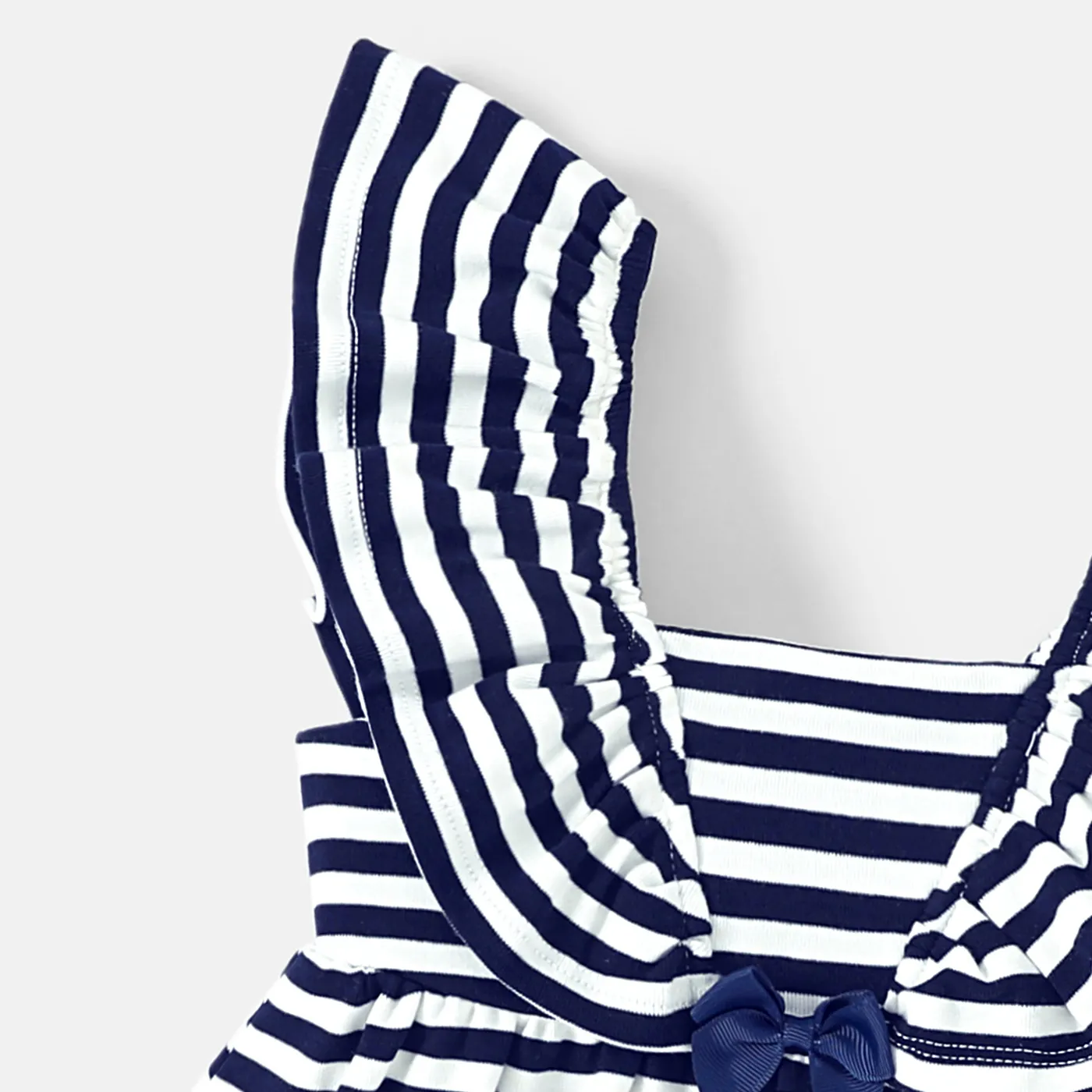 Toddler Girl Bow Decor Striped Ruffled Tank Dress  image 4