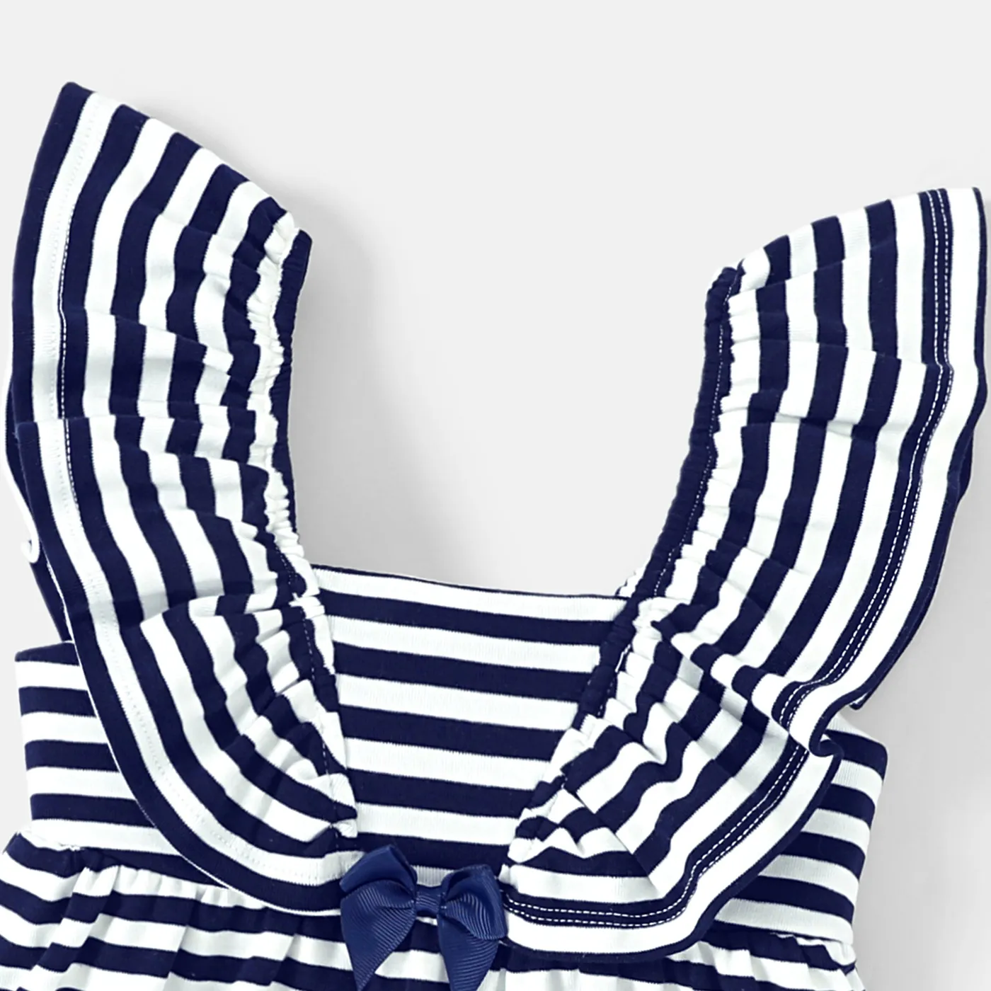 Toddler Girl Bow Decor Striped Ruffled Tank Dress  image 3