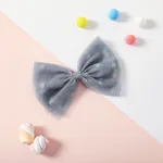 Polka Dots Decor Mesh Bow Hair Clip for Girls Bluish Grey