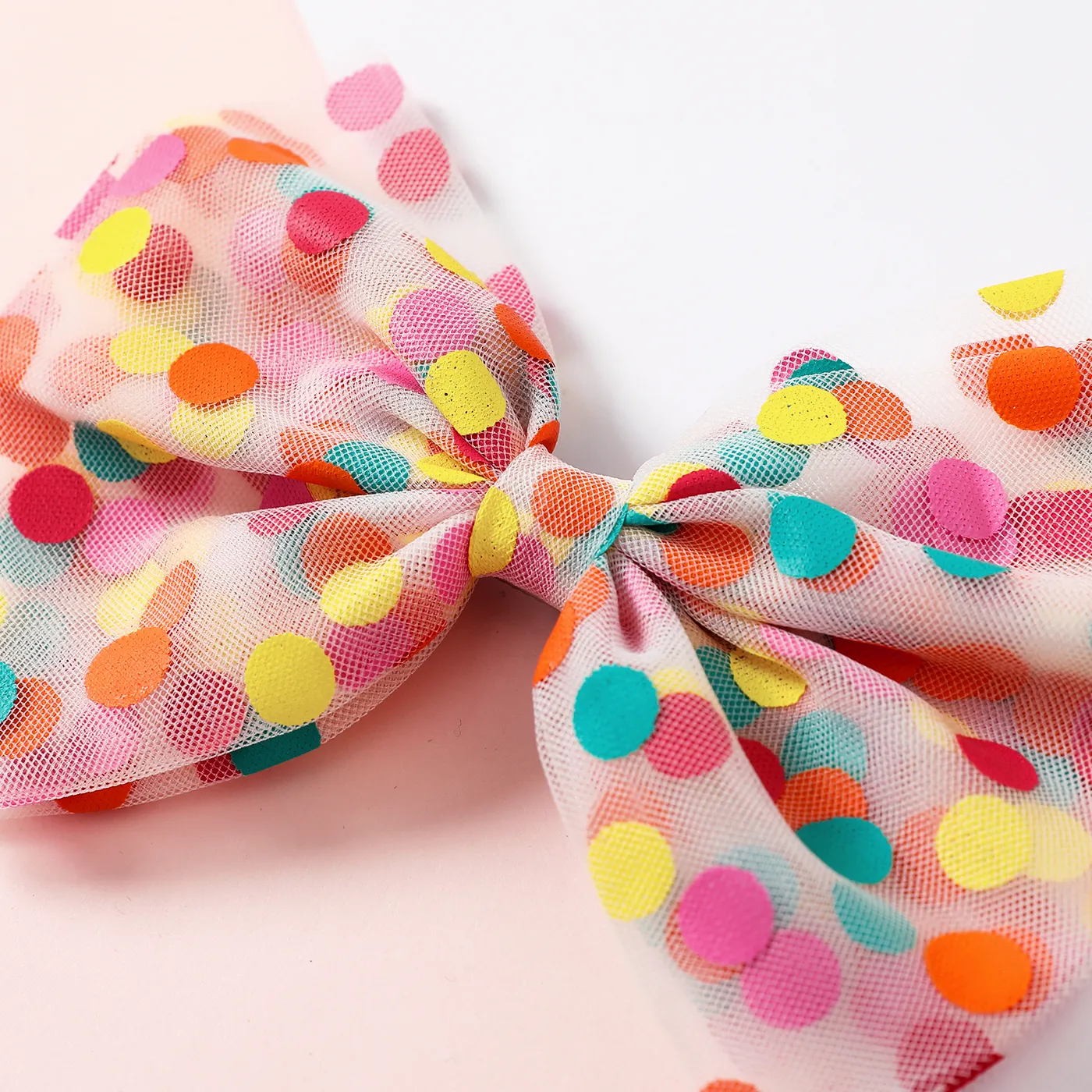Polka Dots Decor Mesh Bow Hair Clip for Girls  image 4