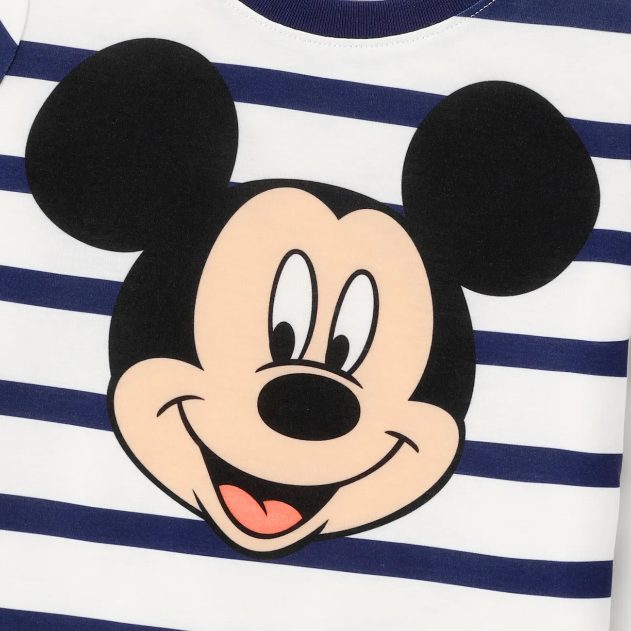Disney Mickey and Friends بلايزر إطلالة العائلة طوق الجولة كم قصير خطوط عيد الأم شرائط ملونة big image 1