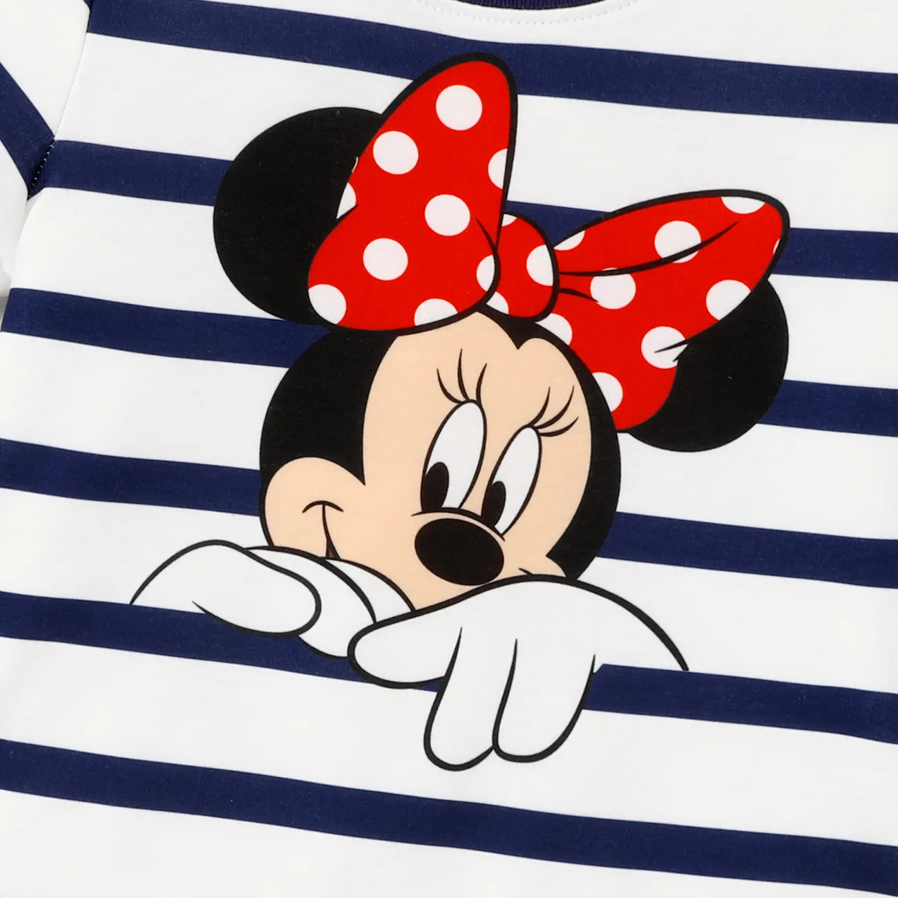 Disney Mickey and Friends بلايزر إطلالة العائلة طوق الجولة كم قصير خطوط عيد الأم شرائط ملونة big image 1