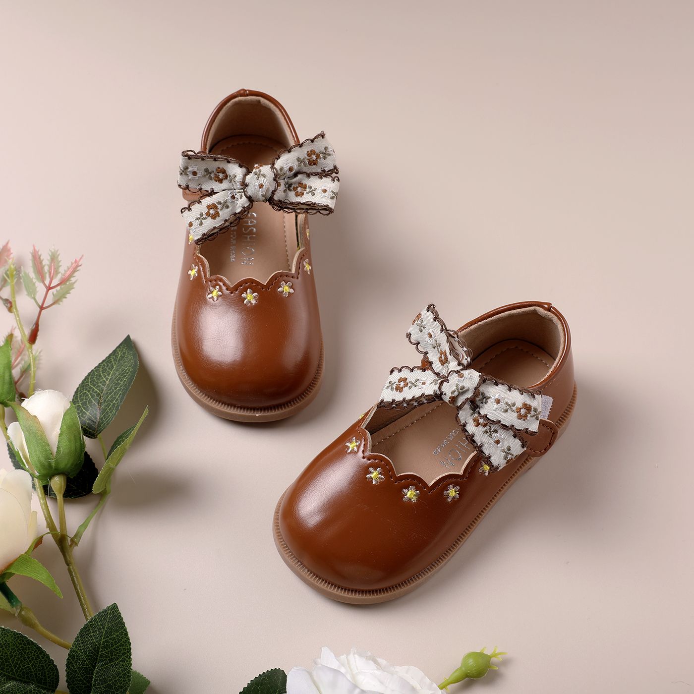 

Toddler/Kid Sweet Flower Embroider Bow Decor Shoes