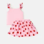 PAW Patrol Toddler Girl 2pcs Character Print Flutter-sleeve Top and Strawberry Pattern Mesh Overlay Skirt Set  image 2