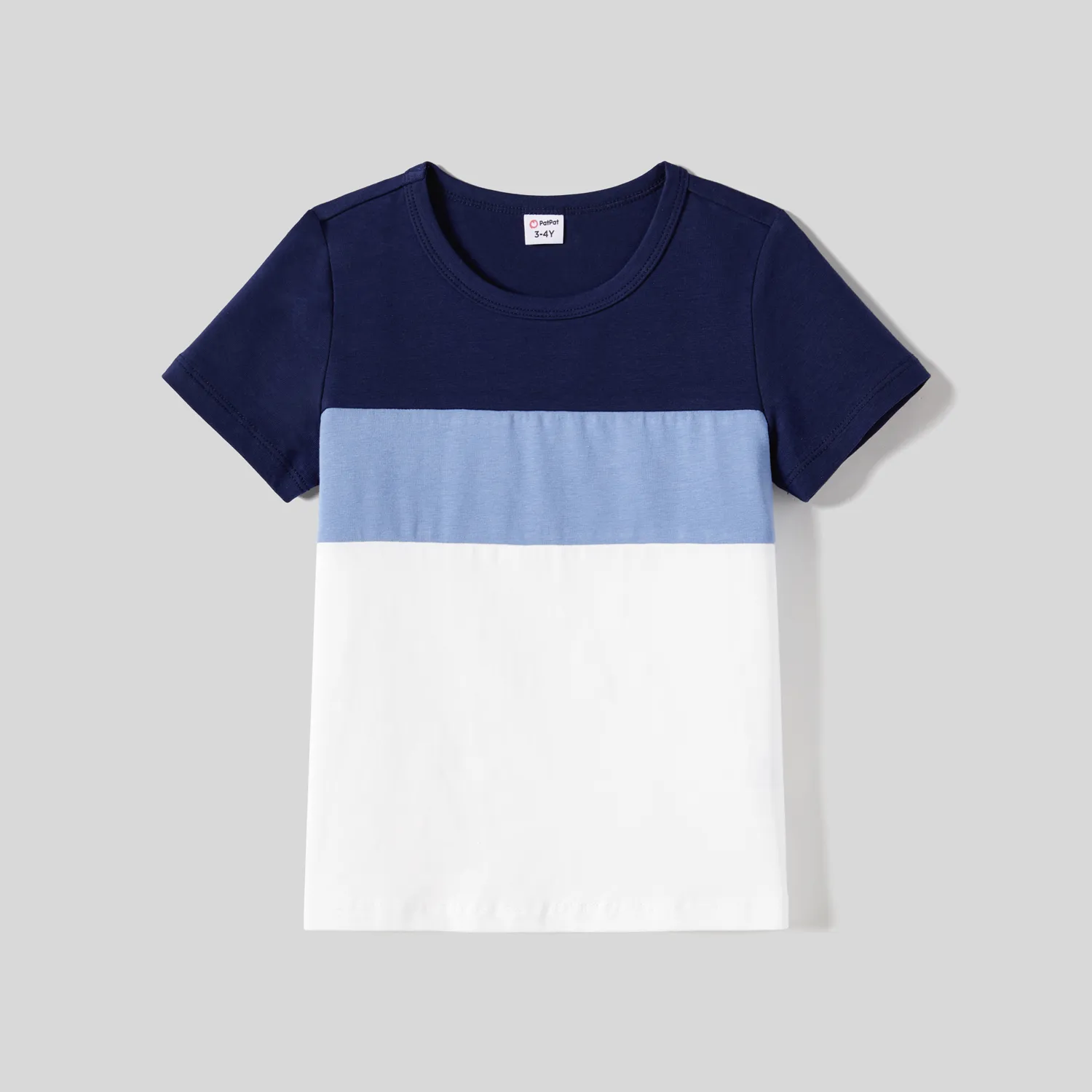 Family Matching Allover Floral Print Notched Neckline Belted Dresses and Cotton Colorblock Short-sleeve T-shirts Sets ColorBlock image 6