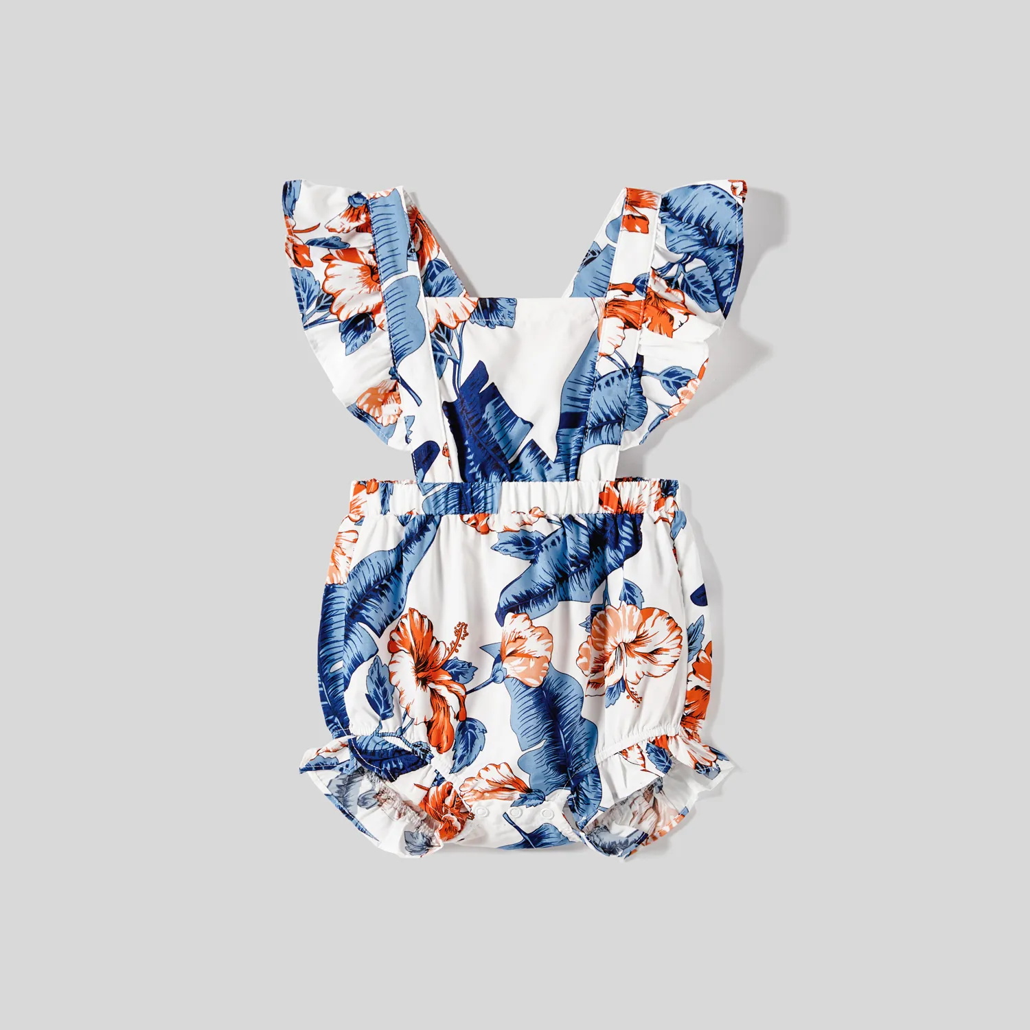 Family Matching Allover Floral Print Notched Neckline Belted Dresses and Cotton Colorblock Short-sleeve T-shirts Sets ColorBlock big image 1