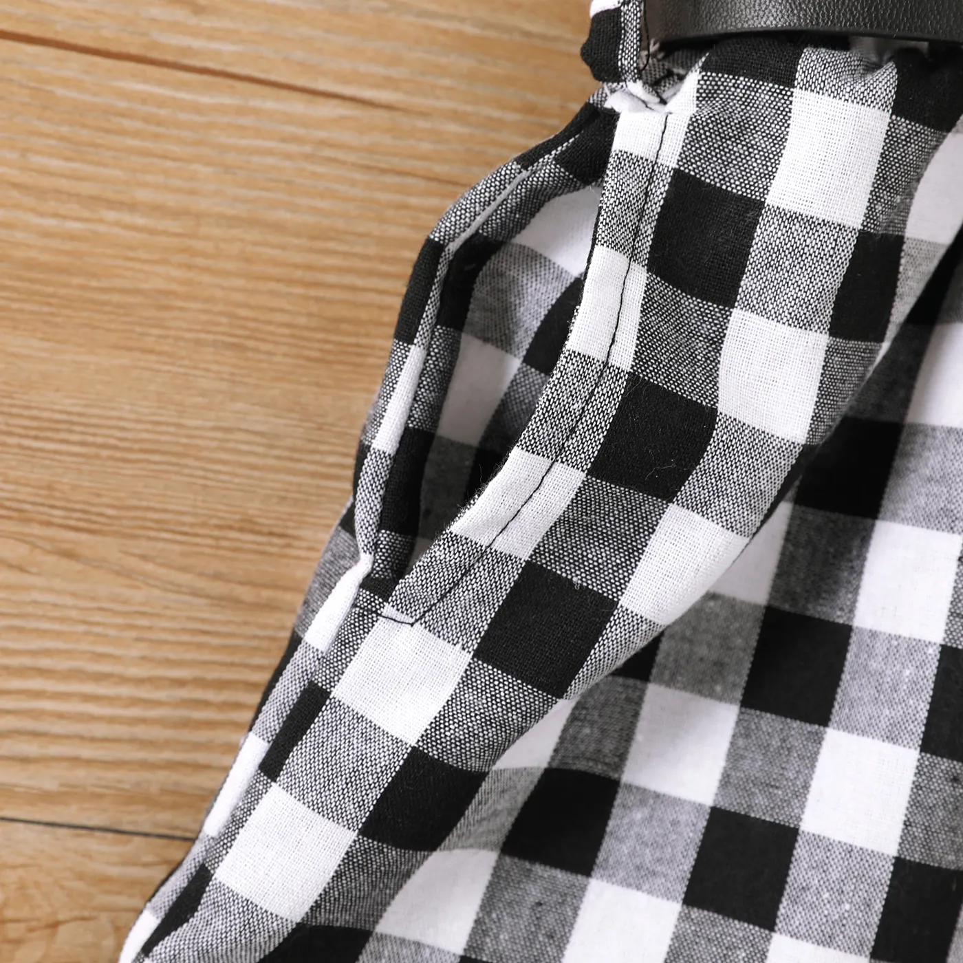 Toddler Girl Plaid Belted Romper Shorts  BlackandWhite image 5