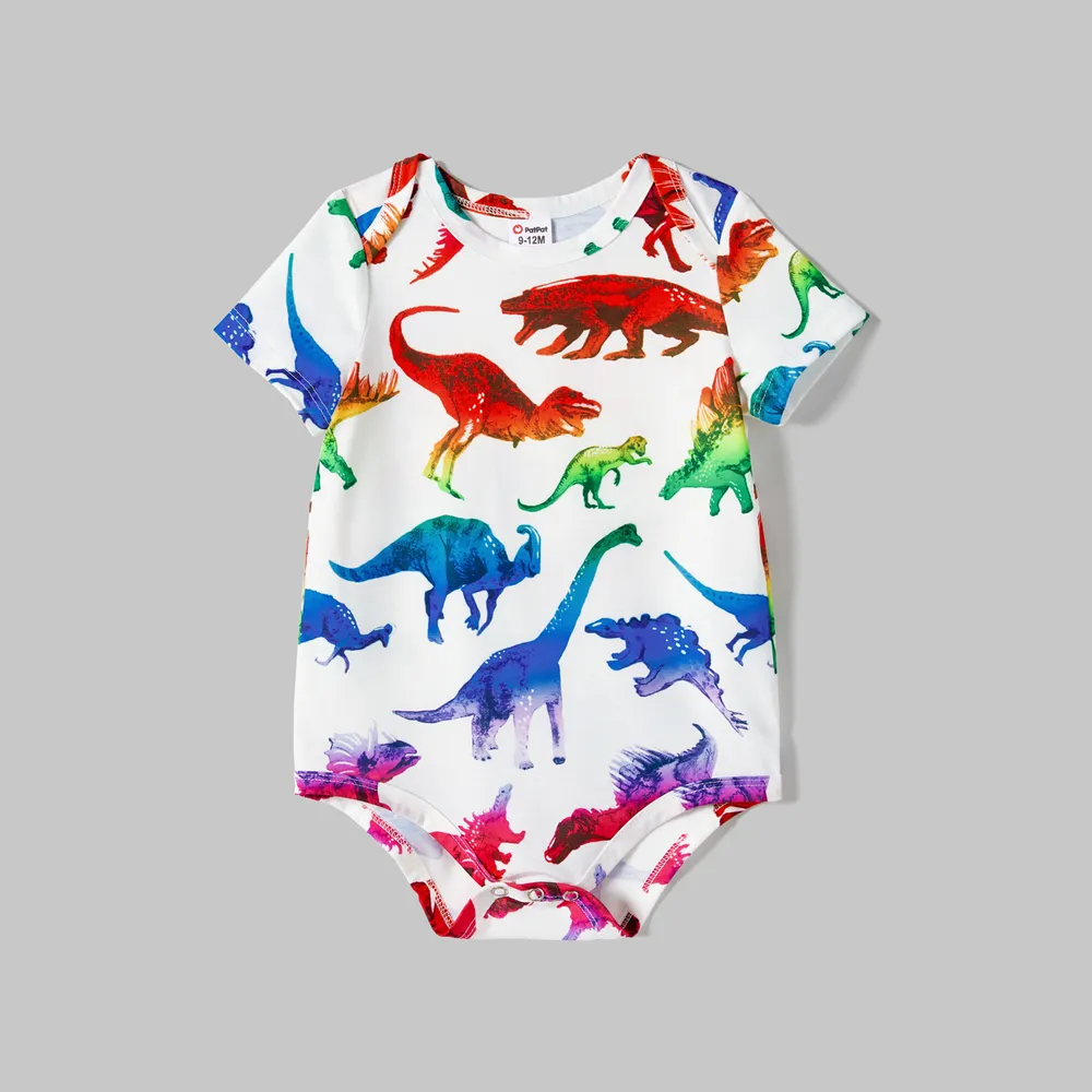 Family Matching Dinosaur Print Belted Cami Dresses and Short-sleeve T-shirts Sets  big image 1