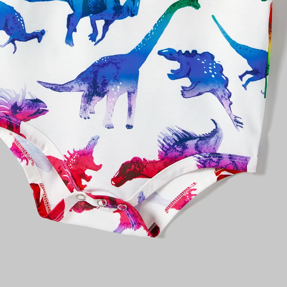 Family Matching Dinosaur Print Belted Cami Dresses and Short-sleeve T-shirts Sets big image 4