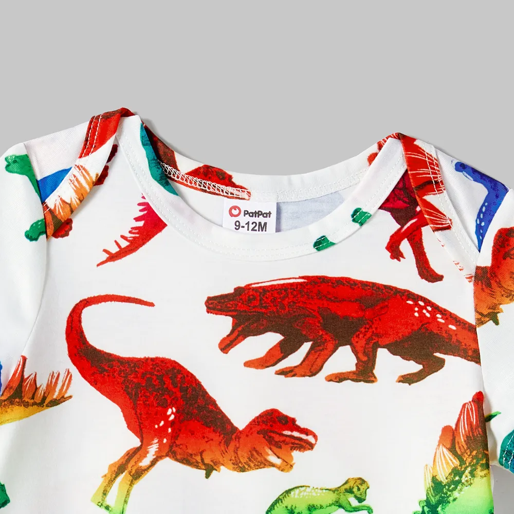 Family Matching Dinosaur Print Belted Cami Dresses and Short-sleeve T-shirts Sets  big image 3