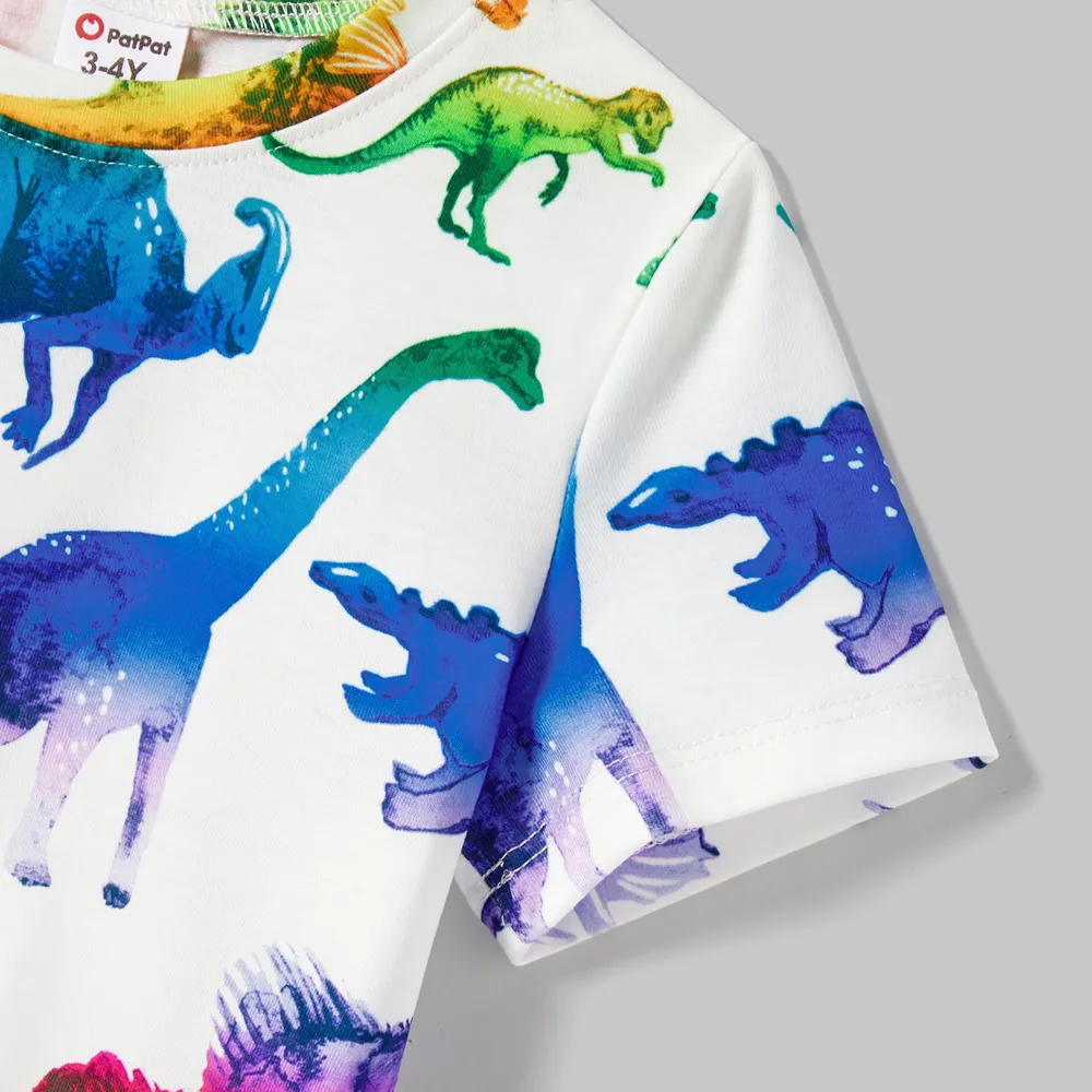 Family Matching Dinosaur Print Belted Cami Dresses and Short-sleeve T-shirts Sets big image 6