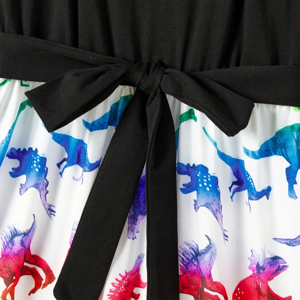 Family Matching Dinosaur Print Belted Cami Dresses and Short-sleeve T-shirts Sets big image 15
