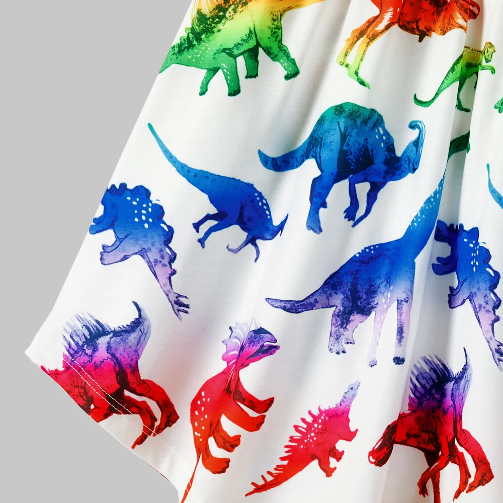 Family Matching Dinosaur Print Belted Cami Dresses and Short-sleeve T-shirts Sets big image 11
