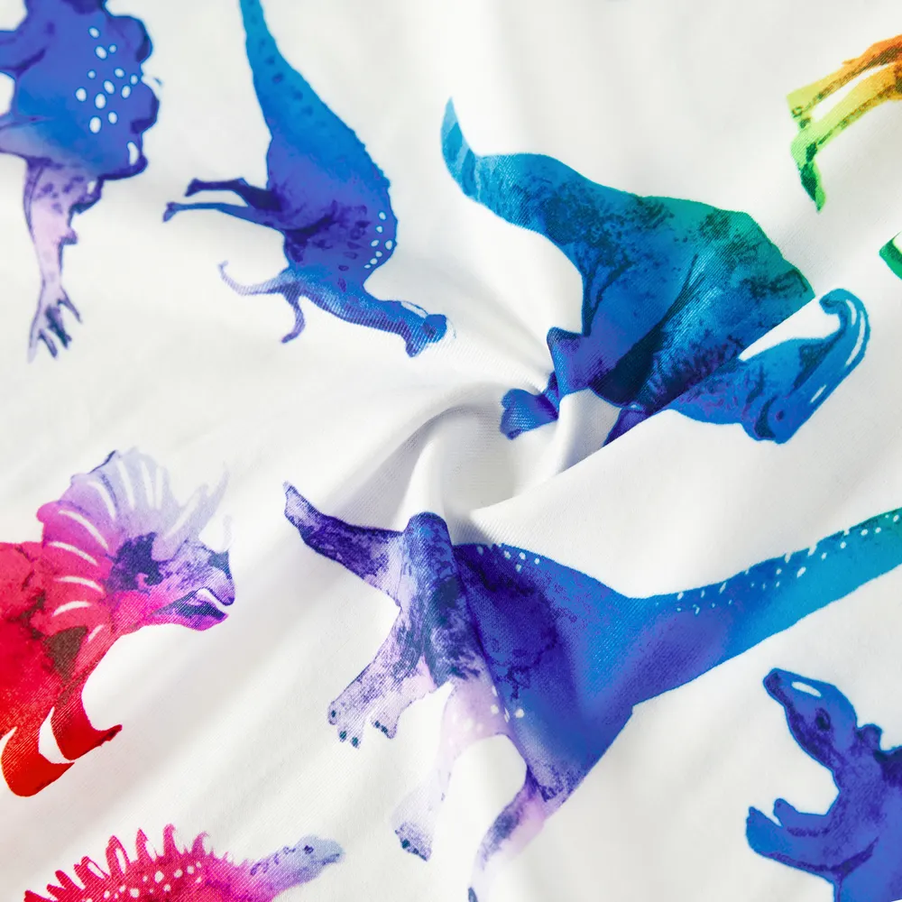 Family Matching Dinosaur Print Belted Cami Dresses and Short-sleeve T-shirts Sets big image 10