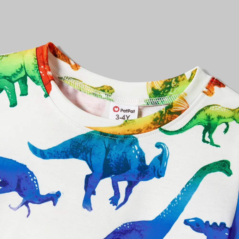 Family Matching Dinosaur Print Belted Cami Dresses and Short-sleeve T-shirts Sets  big image 8
