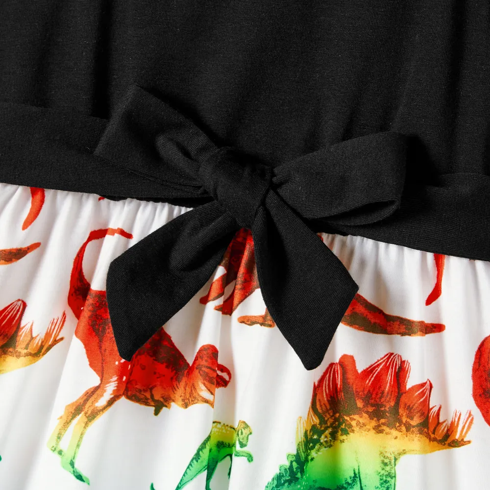 Family Matching Dinosaur Print Belted Cami Dresses and Short-sleeve T-shirts Sets big image 12