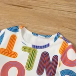 2pcs Toddler Boy Colorful Letter Print Short-sleeve Top and Shorts Set    image 3