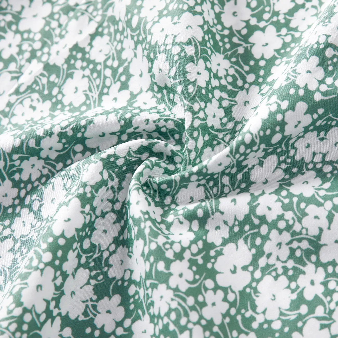 Muttertag Familien-Looks Zerbrochene Blume Kurzärmelig Familien-Outfits Sets grün/weiß big image 1